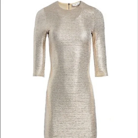 NWT Alice + Olivia Delora Metallic Mini Bodycon Dress - Picture 4 of 4